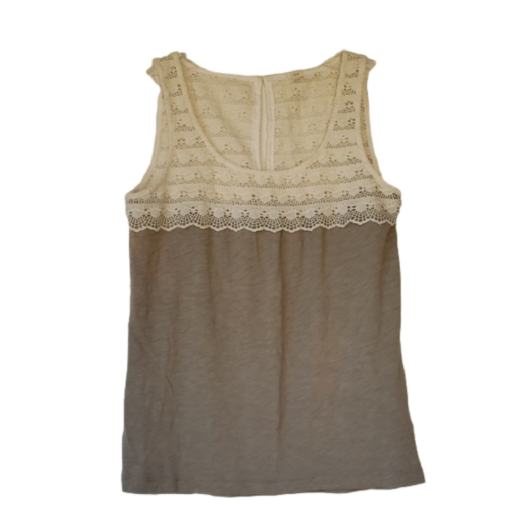 J.Crew Olive Green & Cream Lace Tank Sz XS